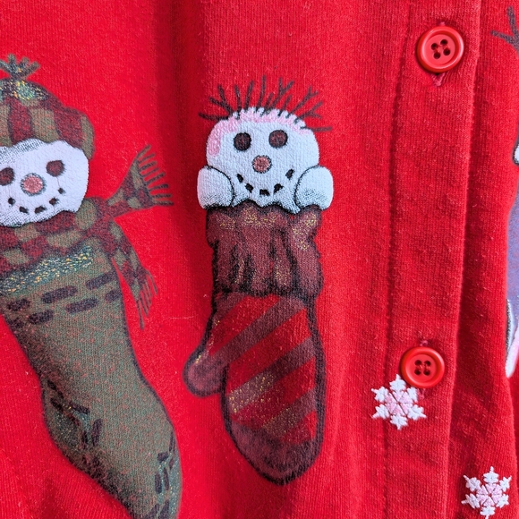 Cabela's Snowman Cardigan Women's Size XL or 2X Sweatshirt Christmas Red - Picture 9 of 13